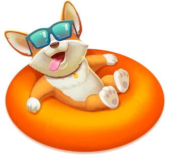 dog in a pool character